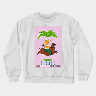 Vintage Travel Poster Israel Horseback Rider Crewneck Sweatshirt